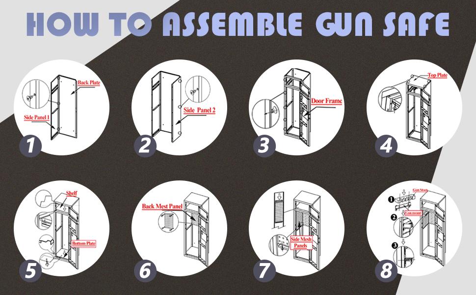 KAER 8-12 Gun Safe, Multi-Function Gun Safe for Rifles and Pistols, Gun Cabinet, Large Gun Safe for Home Rifles and Shotguns, Rifle Safe, Electronic Gun Cabinet with Removable Shelf and Rifle Rack