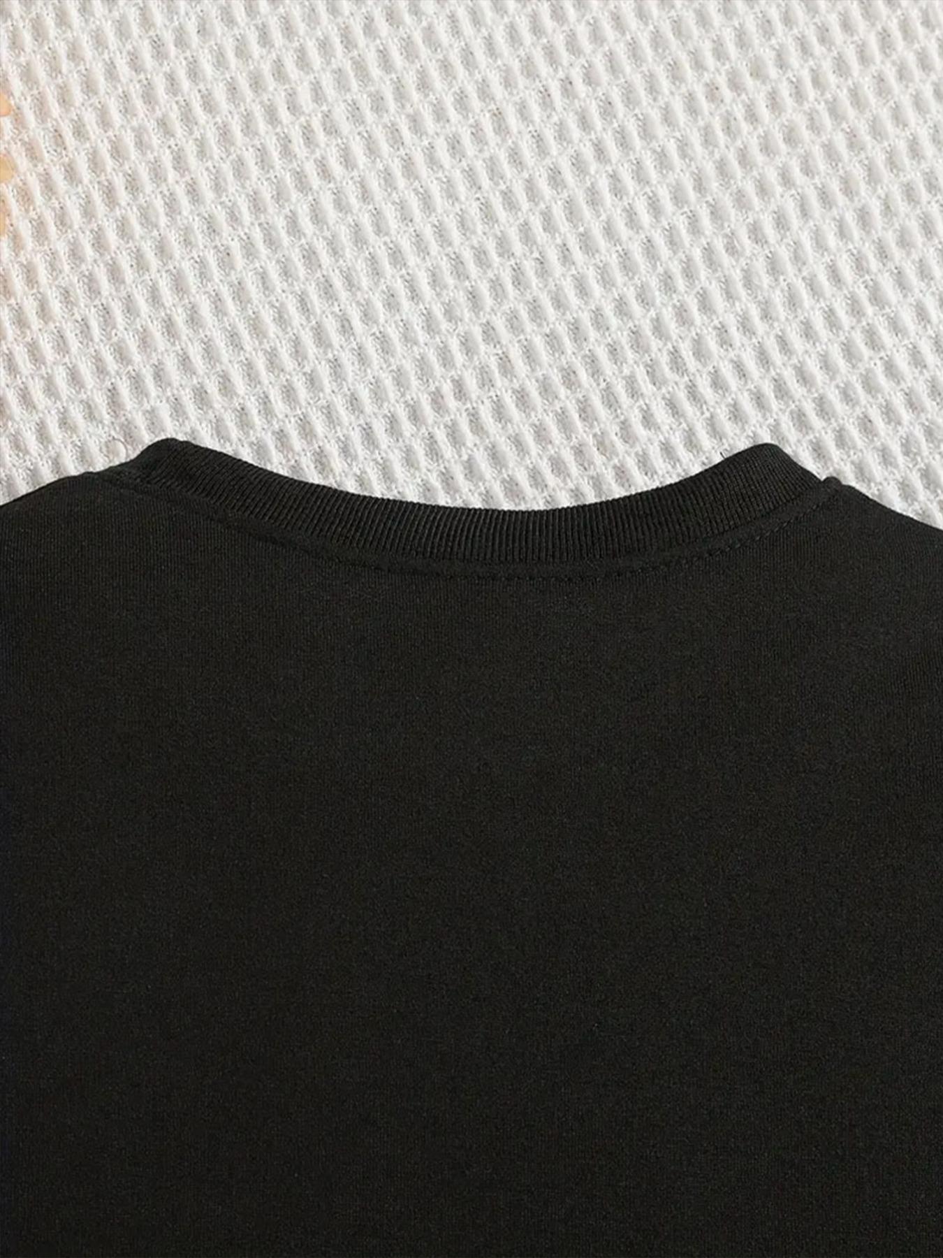 Girls' Casual Loose Fit Cartoon Print Game Day Sweatshirt, Elastic Fabric, Fitted Style, Spring & Fall Wear, Outdoor Indoor Activities, Crew Neck Sweatshirt, Graphic Print Sweater