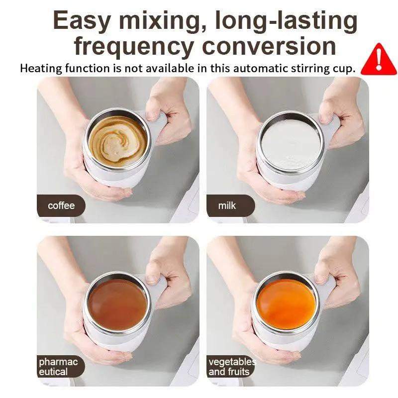 Coffeecup 380ML Electric Coffee Cup with Inert Rotating Magnet Design, Stainless Steel Automatic Stirrer, Reusable Travel Mug