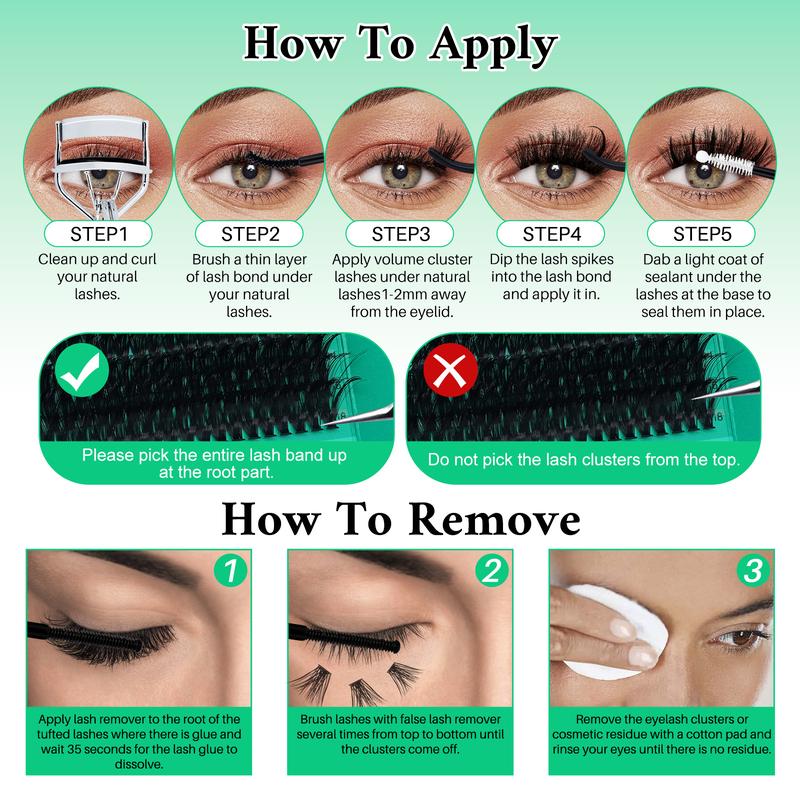 942PCS Eyelash Clusters Kit D Curl 9 Styles Bottom/Spikes/Wispy/Volume/Anime Soft And Comfortable Eyelash Extension False Eyelashes Kit with Bond&Seal Lash Remover Lash Brush Lash Applicator Lash Shampoo Brush, for Beginners&Proficient, DIY at Home Easily