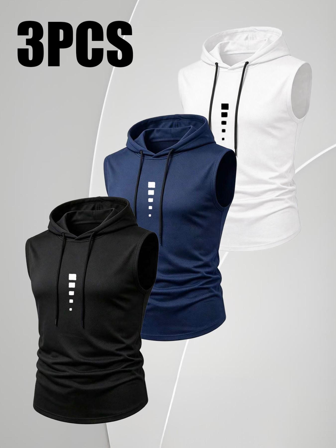 Men's Summer Lightweight Sport Running Fitness Sleeveless Vest, Fashion Casual Outdoor Hooded Top, Breathable and Comfortable Design, Workout Sports Vest