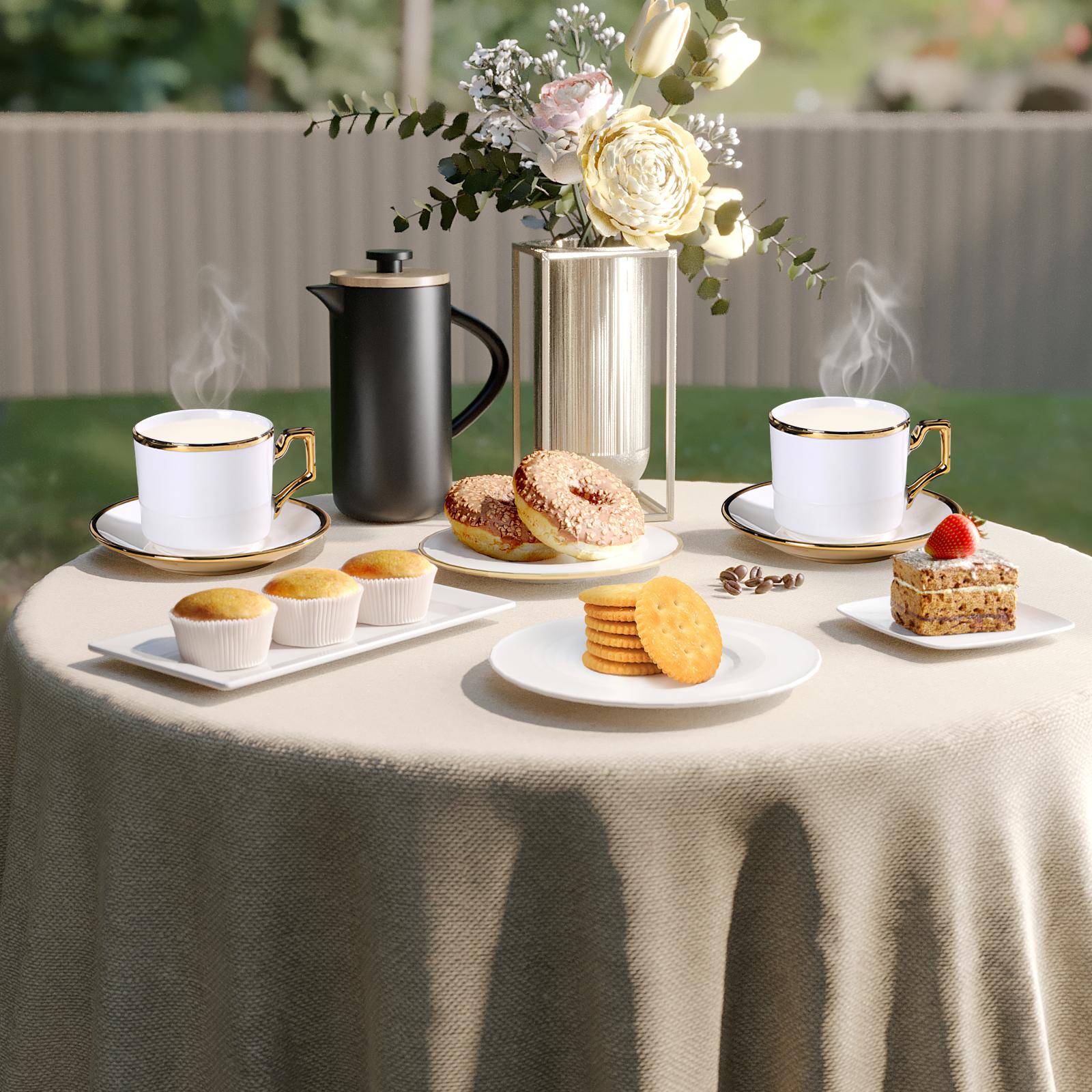 SUNDAY MIRTH Tea Cups And Saucers Set - 6 Piece White Coffee Mug Set Cappuccino Cup For Cappuccino Cups, Double Espresso Cups Set for Latte, Mocha, Au Lait, Tea, White SUNDAY MIRTH Tea Cups And Saucers Set - 6 Piece White Coffee Mug Set Cappuccino Cup For Cappuccino Cups, Double Espresso Cups Set for Latte, Mocha, Au Lait, Tea, White