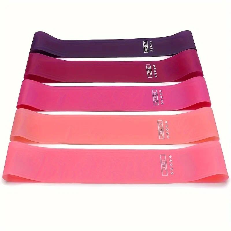 5-Piece Color Resistance Band Set - Portable Elastic Fitness Bands for Yoga, Pilates, Gym and Weight Training - Durable Tpe Material, Perfect for Stretching and Strength Training, Pilates Equipment | Multifunctional Fitness Belt | Durable Tpe Band