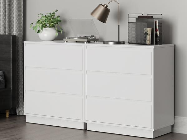 RoyaCraft Wide Nightstand with 3 Drawers, White Nightstand for Bedroom, Large End Table Bedside Table for Living Room