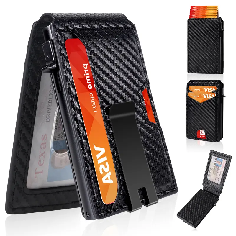 RFID Blocking Aluminum Pop-Up Card Holder Wallet, Automatic Flip-Out Credit Card Case with Multiple Slots, Large Capacity ID & Business Card Organizer for Men and Women