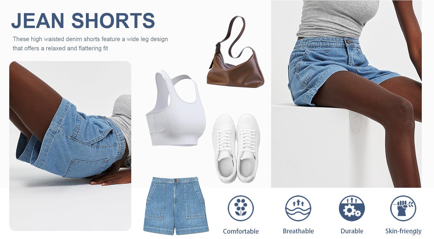 Imily Bela Women's Casual Jean Shorts High Waisted Denim Shorts Wide Leg Summer Shorts with Pockets