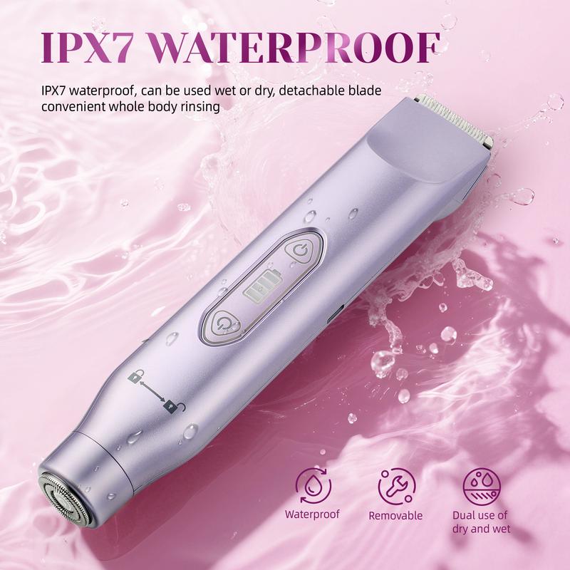 Electric Bikini Trimmer for Women, Rechargeable 2 in 1 Body & Facial Hair Removal, Waterproof Wet & Dry Use Trimmer for Women, Winter & New Year Gift, Valentine's Day Gift