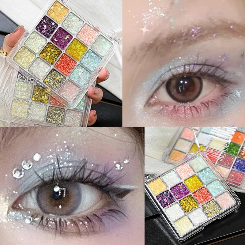 16 Color Shimmer Eyeshadow Palette, Shimmering Eyeshadow Palette, High Pigment Metallic Eye Shadow, Vibrant Makeup for Stunning Look, Daily Use, Parties, Dates