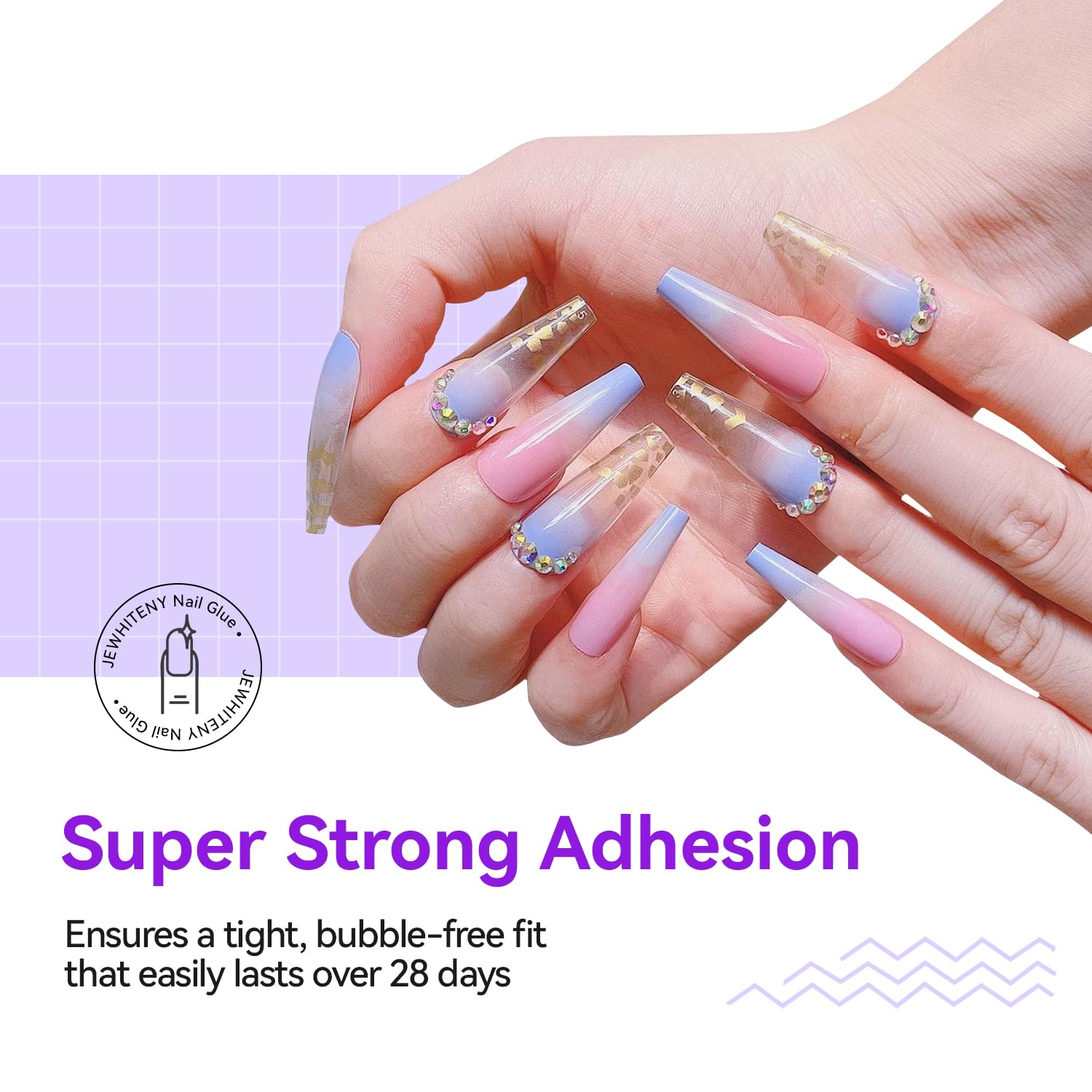 JEWHITENY 2pcs 10ML Nail Glue Gel for Nail Tips Nail Gel Glue for False Nails Tips and Clear Press on Nails Gel Nail Glue Long Lasting Need U V Light Cured