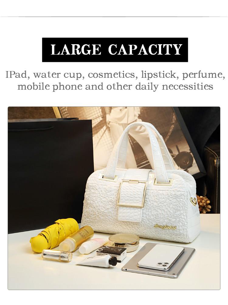 2026 New Bordeaux Boston Bag, Lace Crocodile Texture Embossed Pillow Bag, Luxury Handbag for Women, Crossbody Shoulder Bag