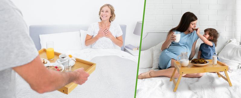 Bed Tray Table with Folding Legs,Bamboo Breakfast in Bed for TV Table, Laptop Computer Tray,Eating,Snack Tray