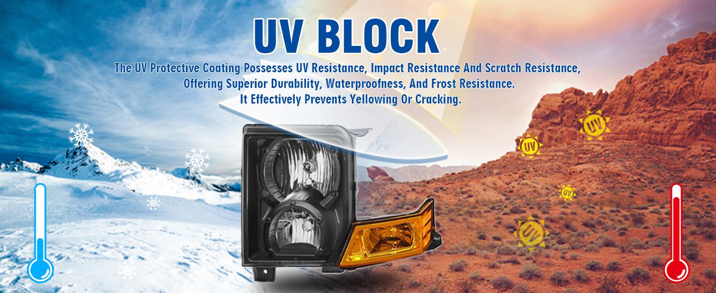 Headlights Assembly for 2006 2007 2008 2009 2010 Jeep Commander, Factory OE Replacement Halogen Headlamps with Bulbs, Chrome Housing Amber Reflector, Driver and Passenger Side