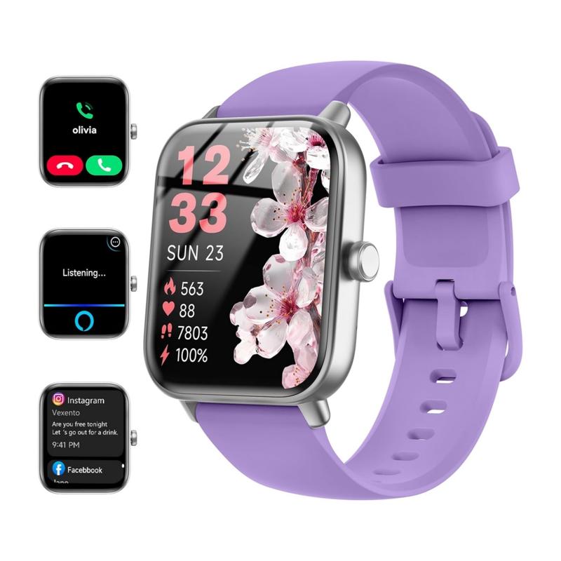 Smartwatch for Women, Alexa Built-in, 1.8" Fitness Tracker, IP68 Waterproof Smartwatch for Android & iPhone with Bluetooth Call (Answer/Make), Heart Rate/SpO2/Sleep Monitor/Pedometer,