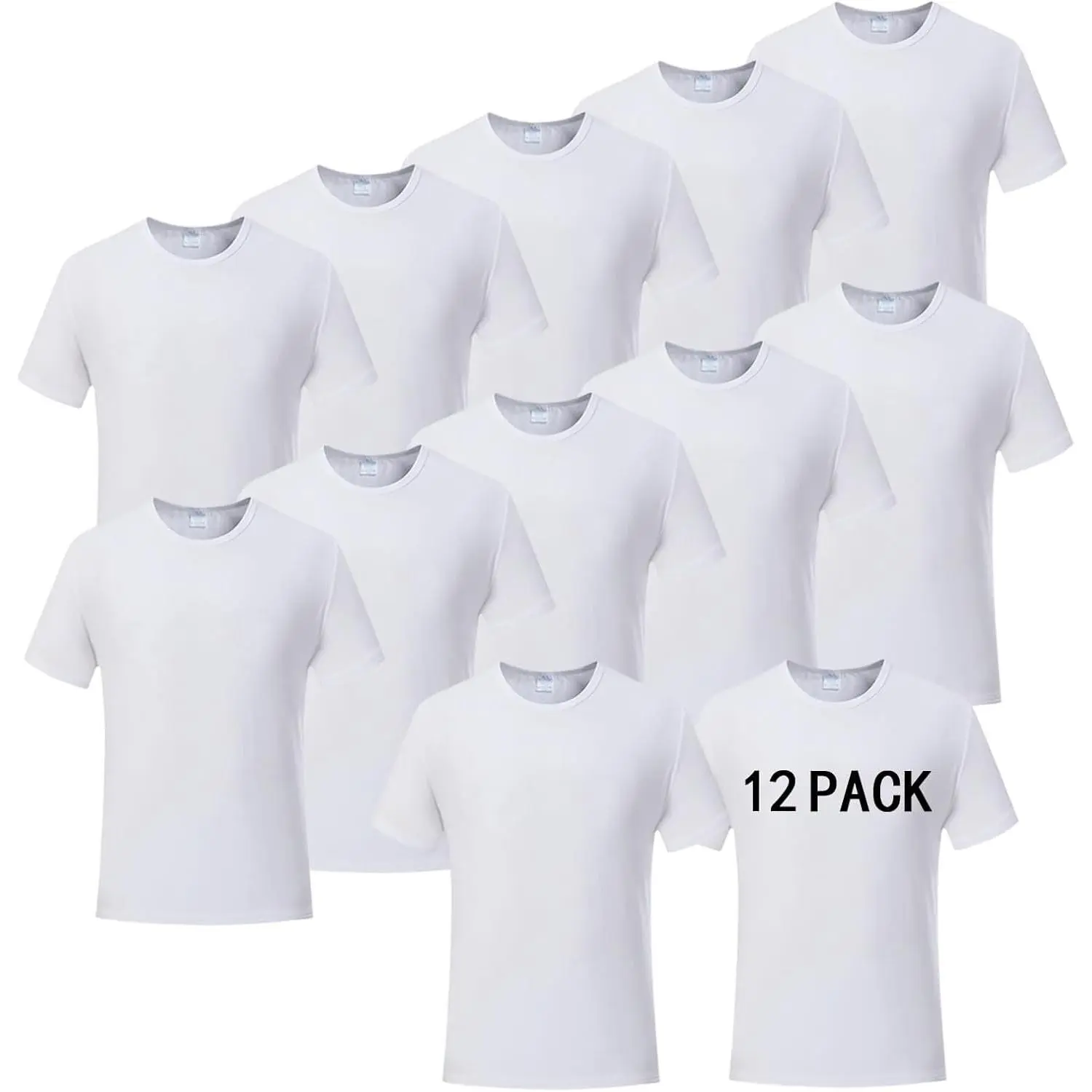 12 PCS Unisex Tshirts for Adults Sublimation Blank T Shirt White Polyester Shirts Crew Neck Short Sleeve for Sublimation