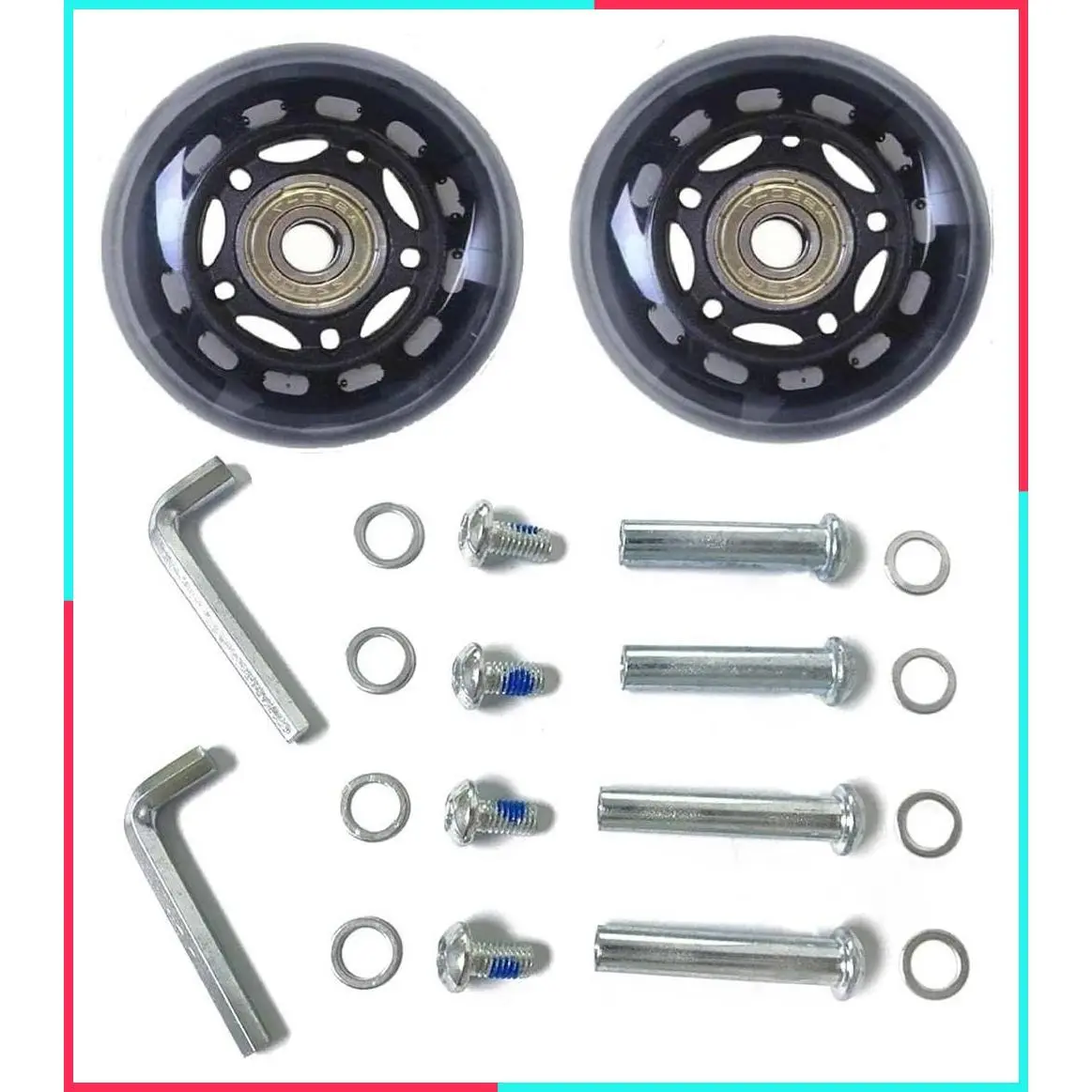2-Pack Luggage Suitcase Replacement Wheels, 50/64/70/75/84/90mm Rubber Inline Roller Skate Wheels with 8mm (0.31") ABEC-7 608ZZ Bearings Repair Kit
