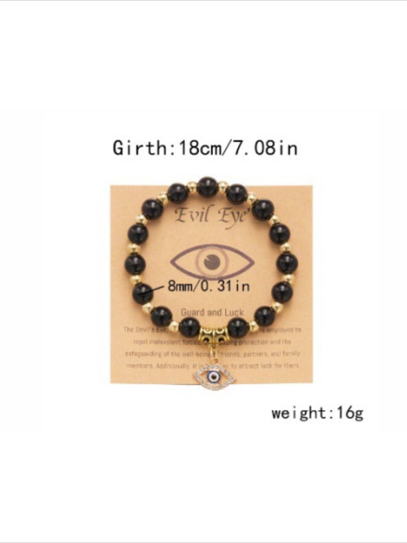 5Pcs,a set of random bracelets, multi-color natural stone Turkish evil eye bracelet set, niche design sense transfer bracelet, couple and girlfriend birthday gift, commuting versatile light luxury high-end fashion jewelry.