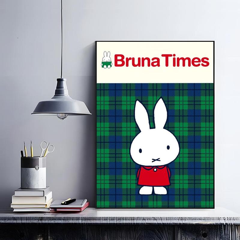 Cute Cartoon M-miffyS Poster HD self-adhesive fade-proof waterproof wrinkle-resistant poster stickers suitable for living room bedroom dormitory cafe bar background decoration wallpaper and gifts