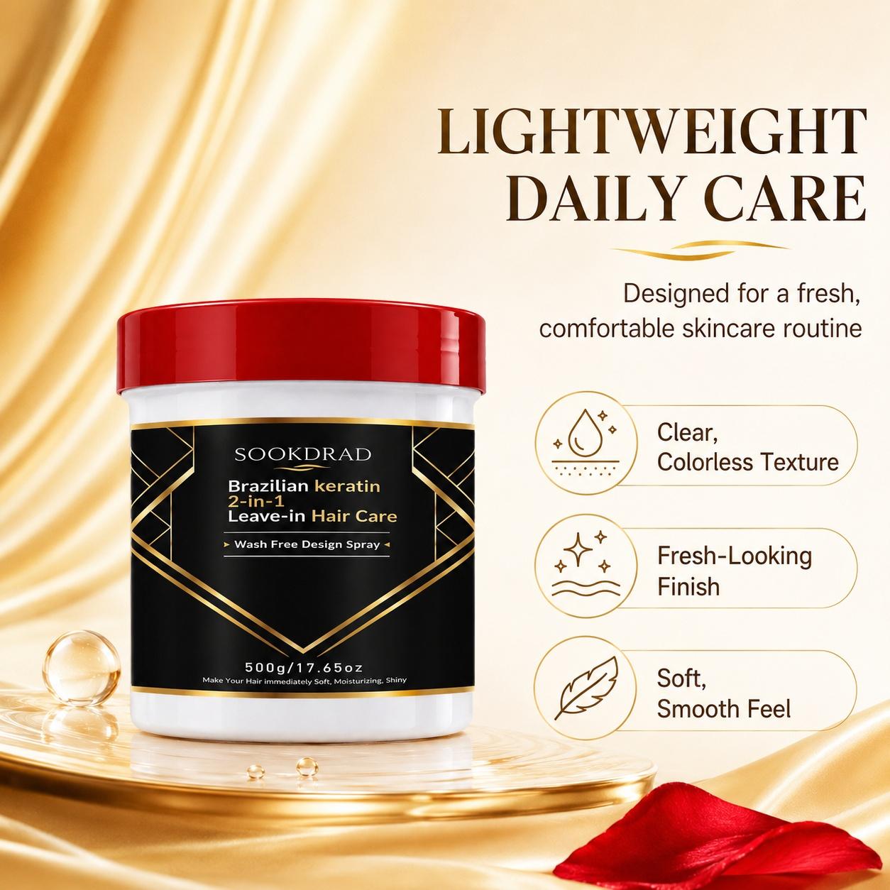 Brazilian Keratin, 2-in-1 Leave-In Hair Care, Wash Free, Instant Soft, Moisturizing, Shiny Hair, 17.65oz, 500g