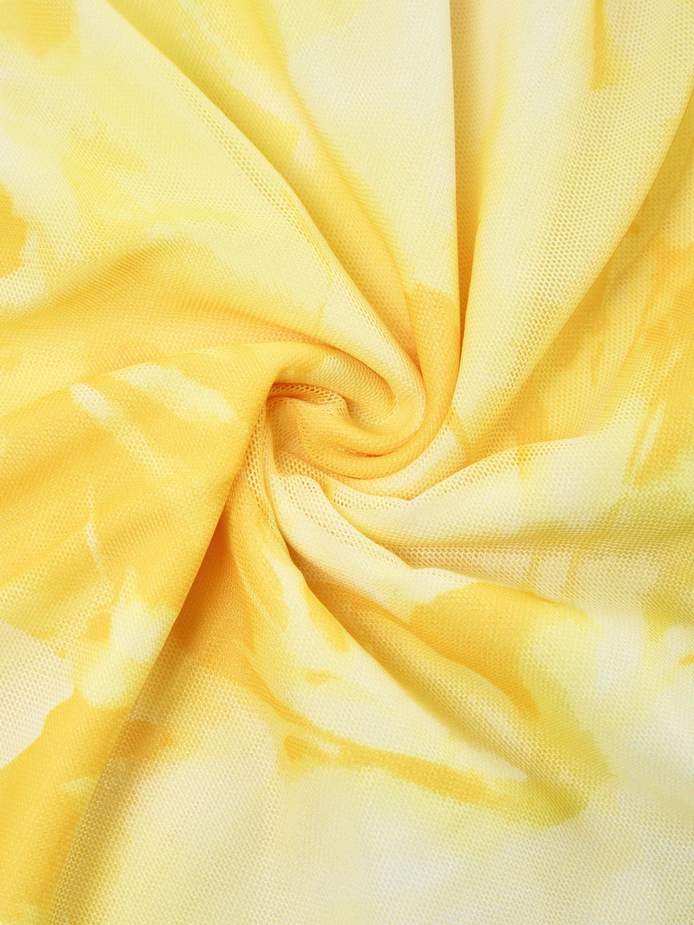 Aliling Elegant Casual Women's Printed Mini Dress, Stand Collar Sleeveless Ruffled Hem, Slim-Fitting Bodycon, All Seasons Spring Fashion