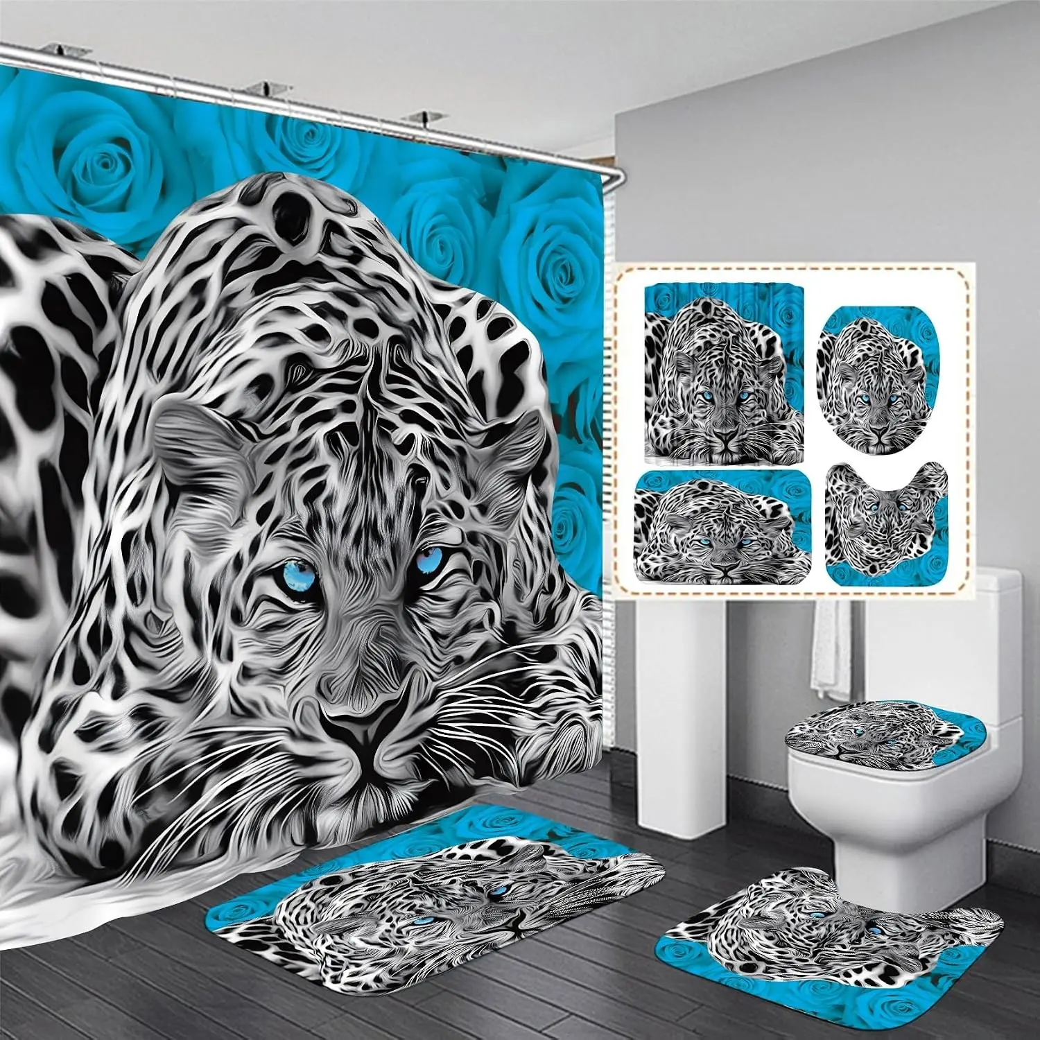 Teal Rose Leopard