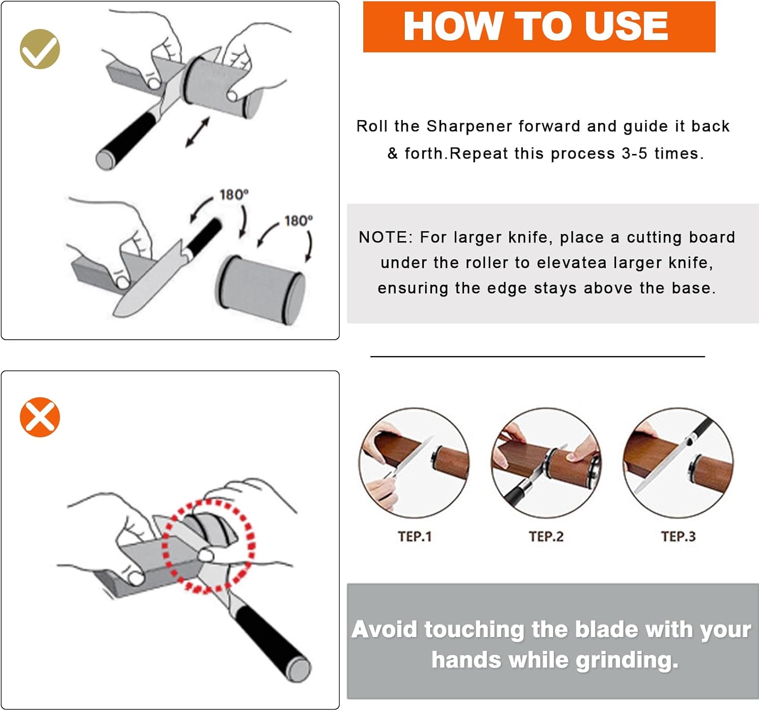 Rolling Knife Sharpener Kit- Best Knife Sharpener Tool with 15 & 20 Degree Knife Sharpening Angle- Diamond and Ceramic Discs for Sharper Kitchen Knives- Best Gift for Cooking Enthusiasts