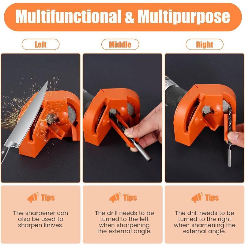 4-in-1 Portable Drill Sharpener, 1 Set Multipurpose Drill Grinding Tool, Durable Multi-purpose Drill Sharpener for Chainsaws Drill Hand Tools