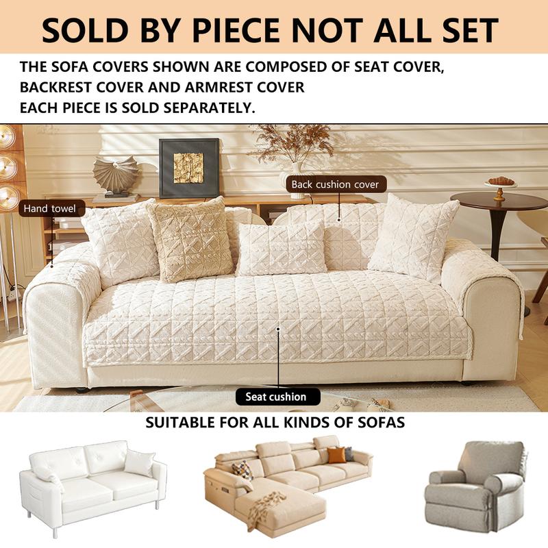 Artificial Fur Sofa Cushion, 1 Count Non-Slip Cushion, Soft Thick Plush Material, Winter Warmth, Pet Friendly, Anti slip protection, Perfect Living Room & Bedroom Decor, Soft Sofa Protector