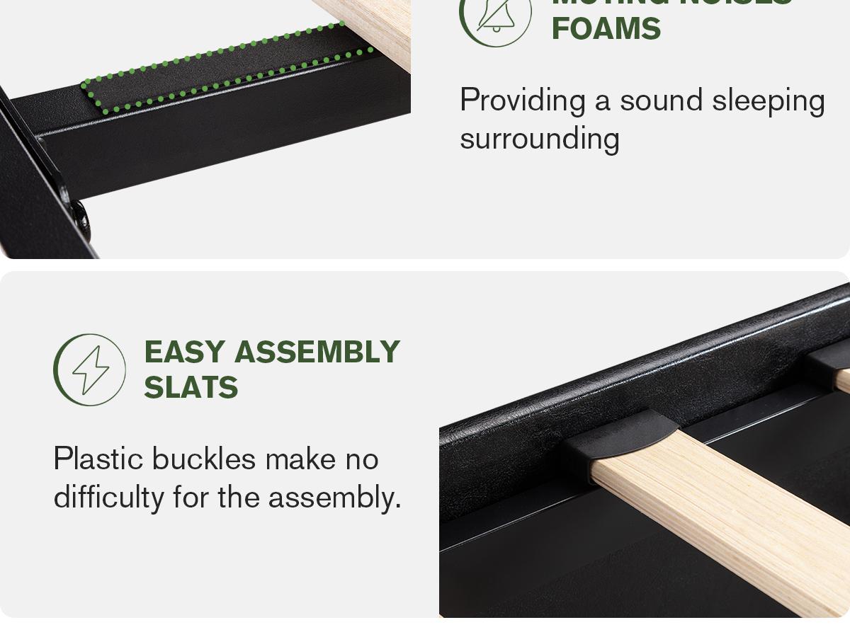 MUTICOR Platform Bed with 3 Storage Drawers, Faux Leather/ Linen Fabric Upholstered【Frame Only No Mattress】Wood Slats Support,No Box Spring Needed, Noises Free,Black/ Dark Grey#TikTokShopBlackFriday #ChristmasGifts