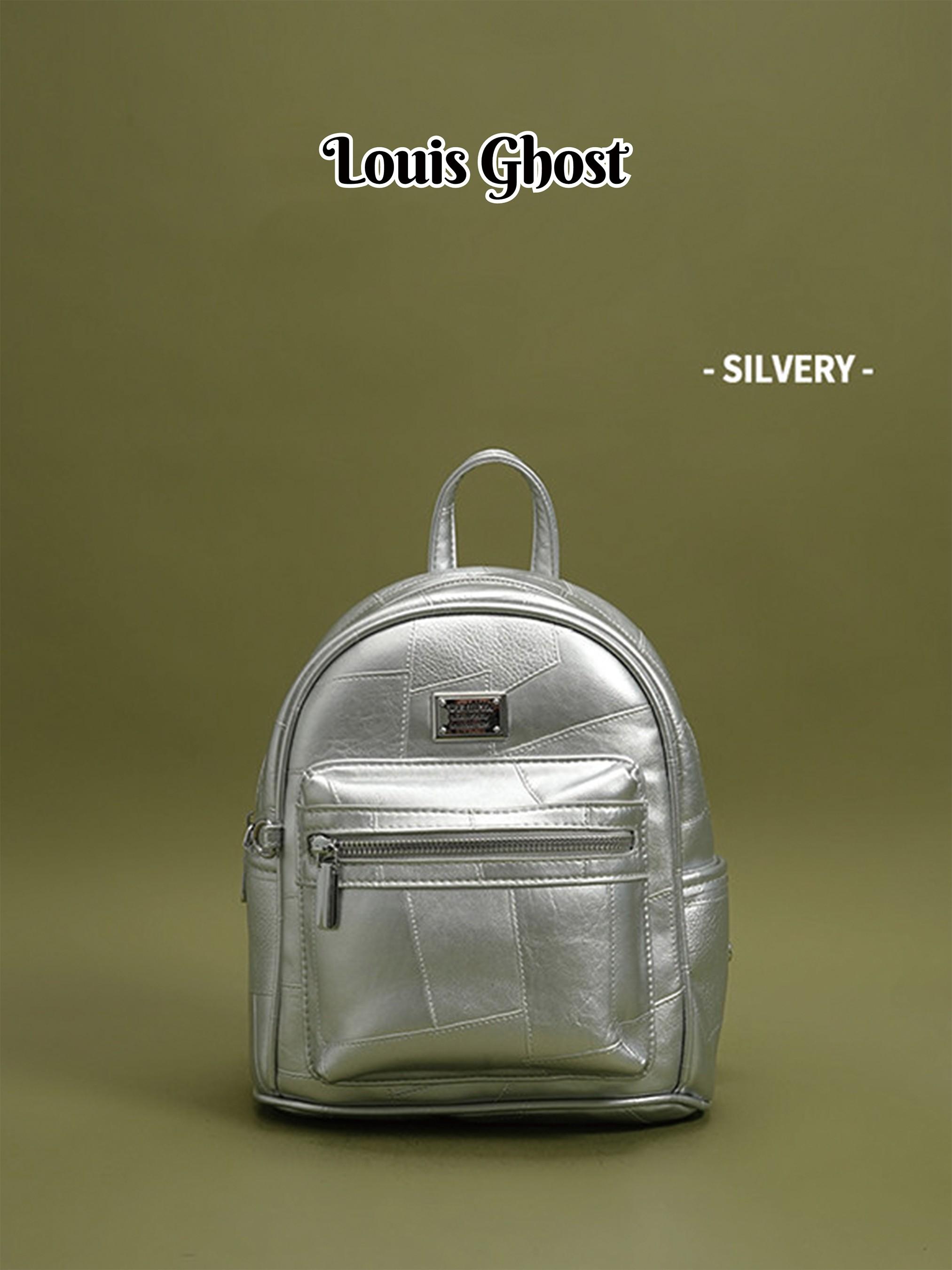 Patchwork leather mini backpack - Women's fashionable casual daily bag; Exquisite and small school schoolbag, with silver hardware and zipper pocket; Versatile soft PU leather backpack, suitable for travel, commuting and daily wear; Douyin best-selling fa