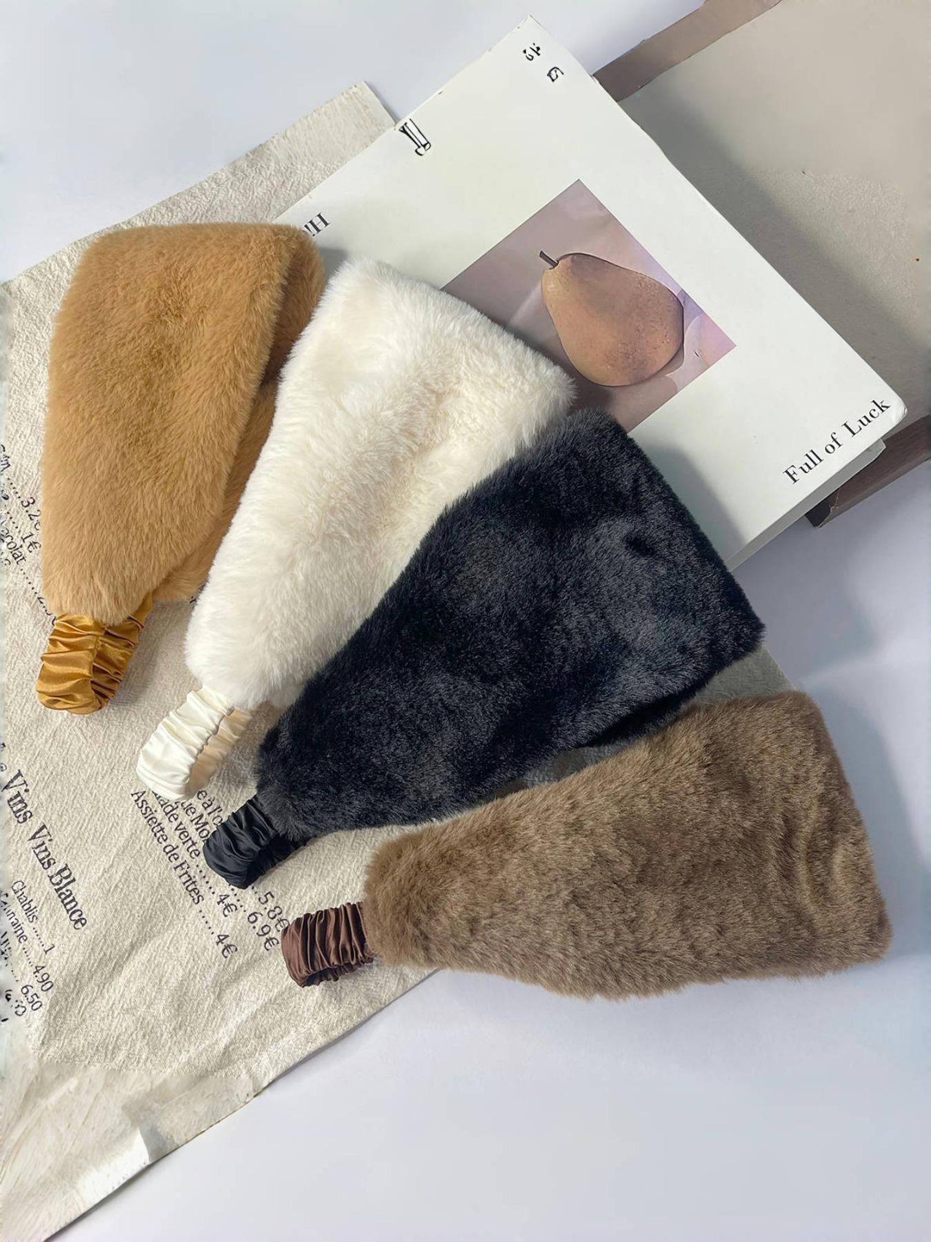 Women's Winter Faux Rabbit Fur Soft Warm Headband, Hairband, Wide Edge Windproof Cold-Proof Hair Accessory, Elastic Sweat-Absorbing Bandana, Elastic Fashion Headbands Women's Winter Faux Rabbit Fur Soft Warm Headband, Hairband, Wide Edge Windproof Cold-Proof Hair Accessory, Elastic Sweat-Absorbing Bandana, Elastic Fashion Headbands