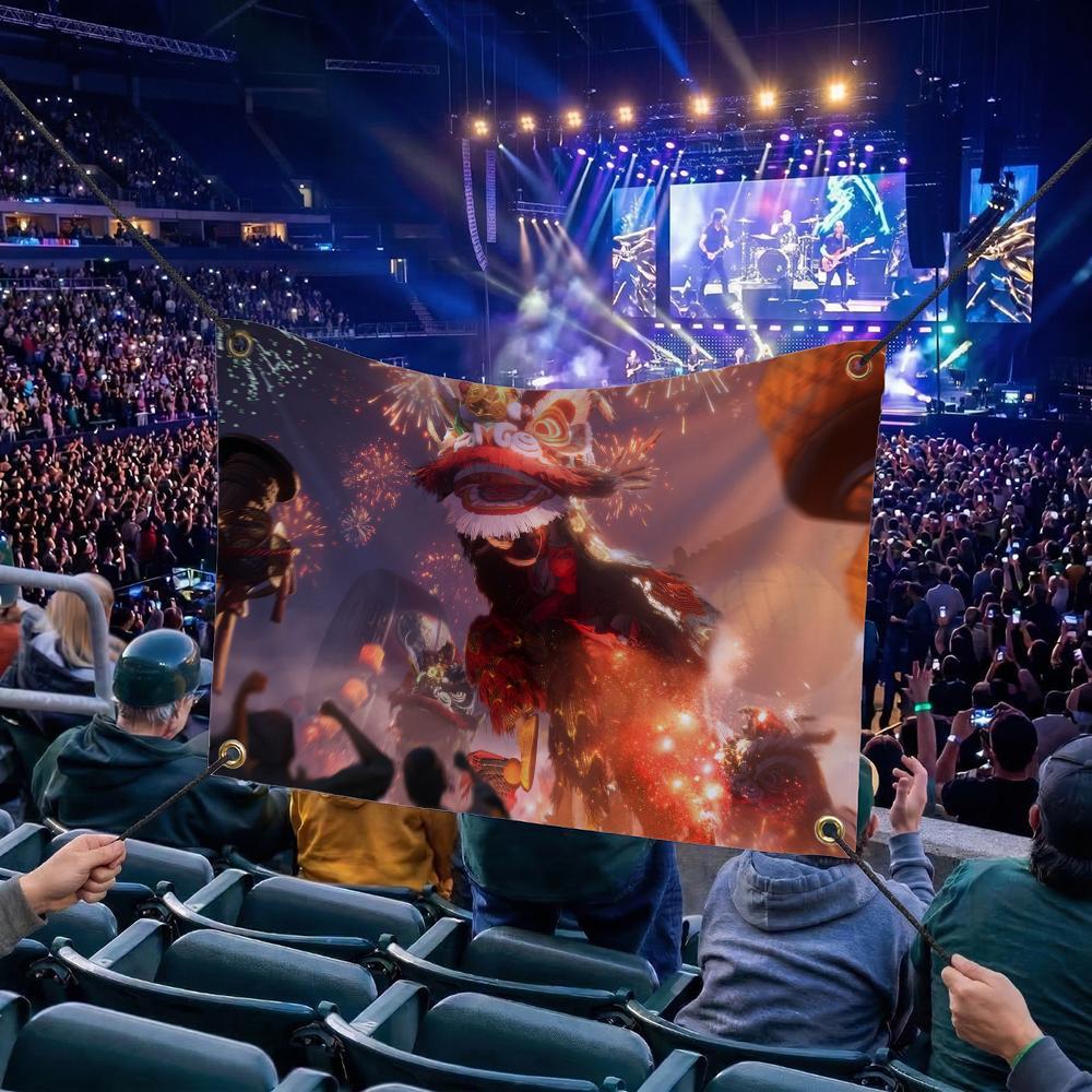 W-Where Winds Meet GAME Flags Multi Size Atmosphere Flag, Cheerleading Hand Pulled Banner, Portable Outdoor Event Flag & Wall Decor for Sports, Parties, Home and Room Decoration