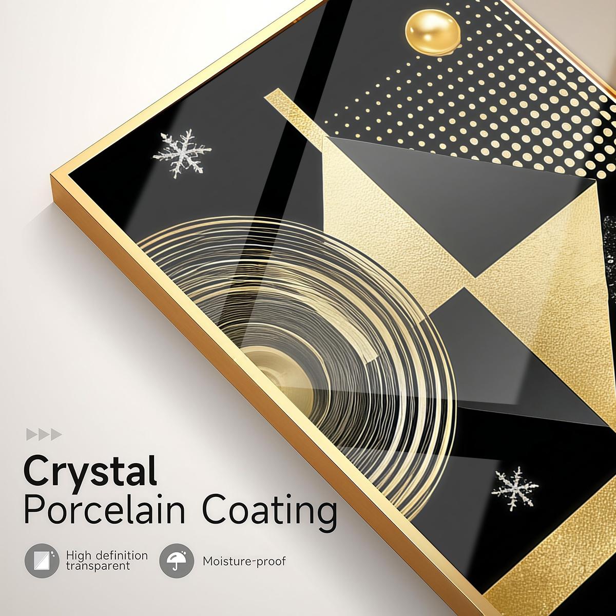 3 Counts Aluminum Alloy Framed Painting, Geometric Gold And Black Abstract Art Pictures, Home Decoration For Living Room, Bedroom, Office, Restaurant, Hallway Wall Decor, Odorless Print Artwork, Luxury Perfect Gift For Friends And Family