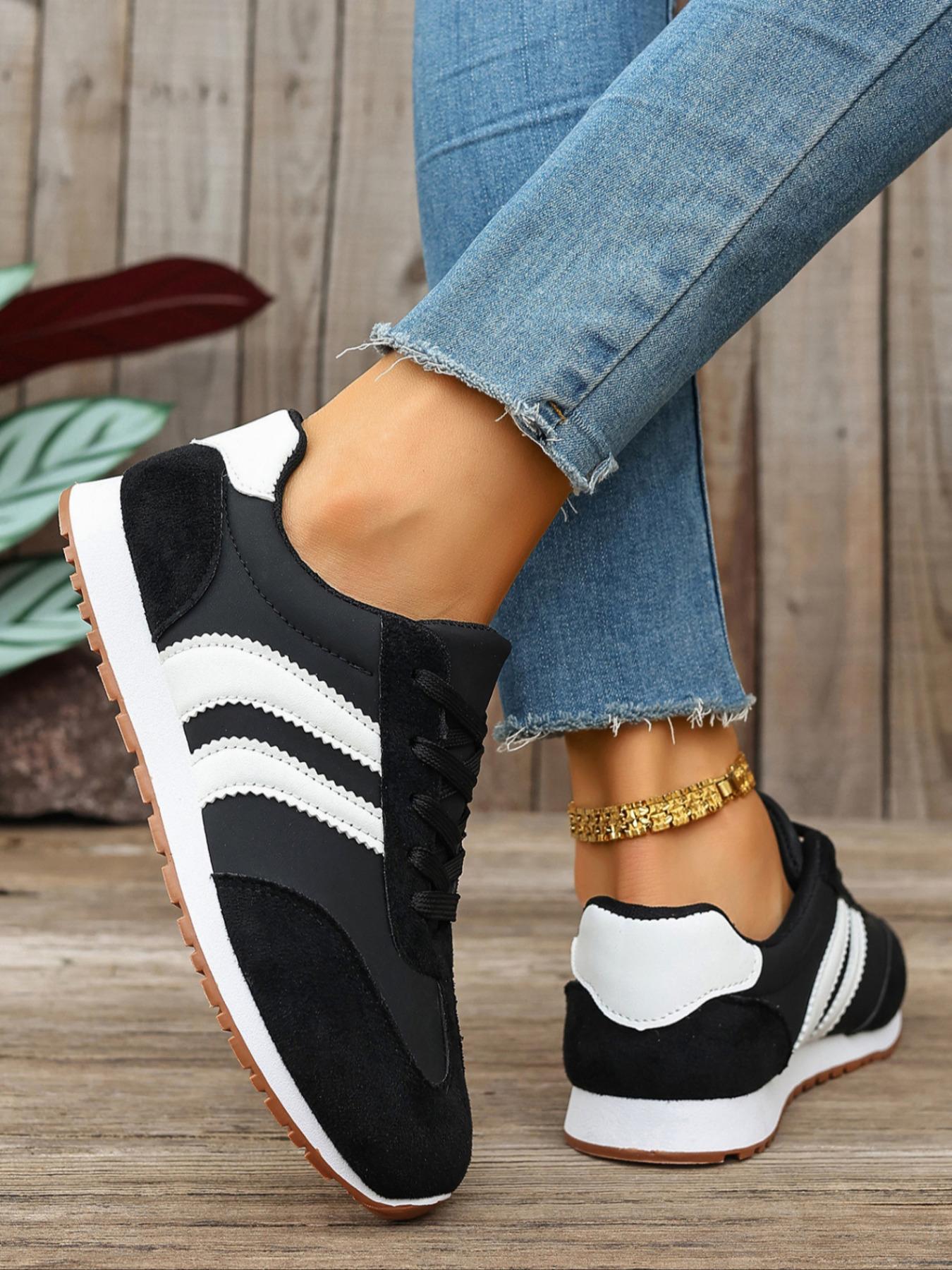 Women's Sporty Lace-Up Running Shoes, Casual Breathable Comfort Sneakers, Workout Sneakers, Round Toe Daily Wear Athletic Footwear for Women