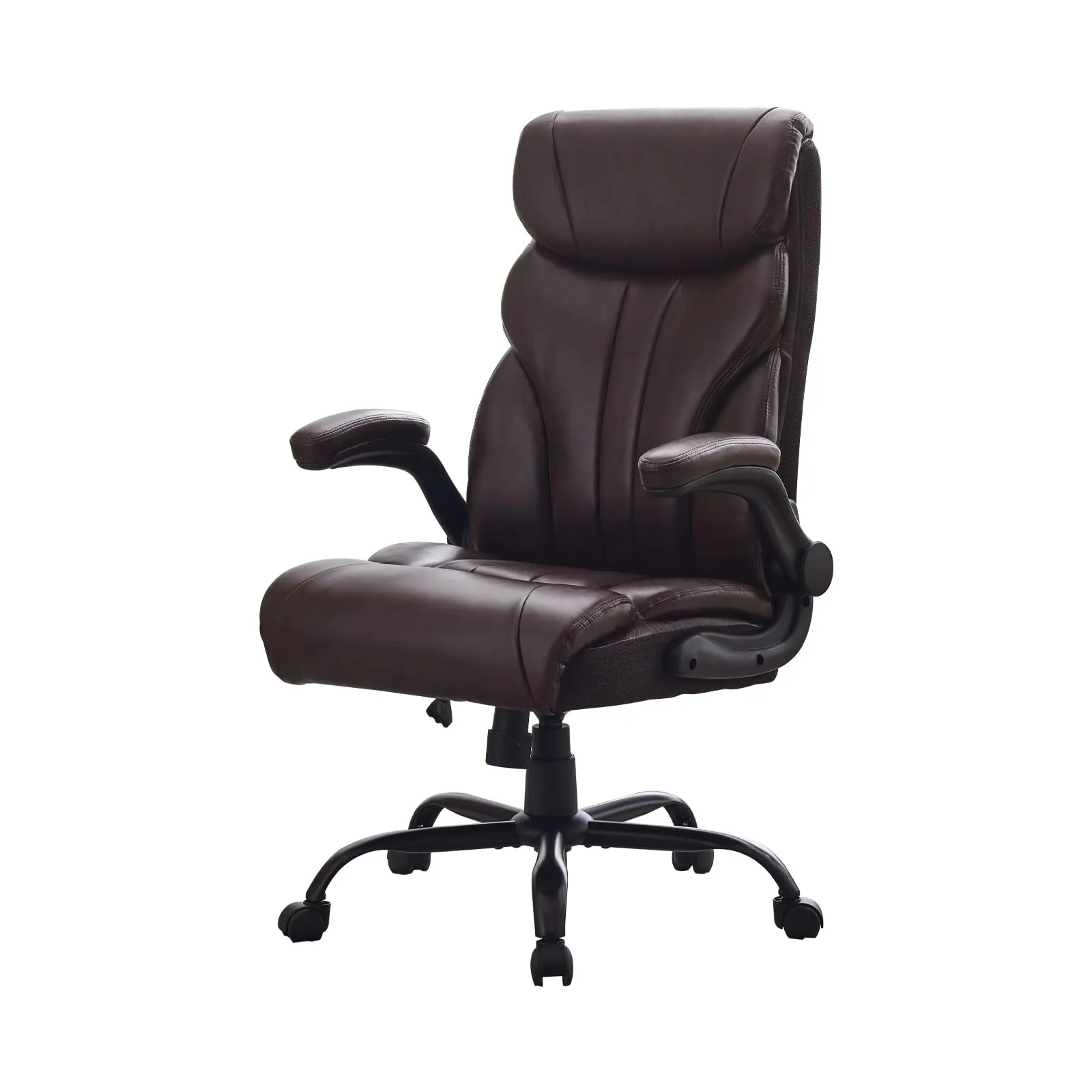 Big and Tall Executive Office Chair 500lbs - Ergonomic Reclining Computer Desk Chair - Adjustable Height, Lumbar Support, Swivel, High Back, Comfortable Leather - Ideal for Home or Work, Black