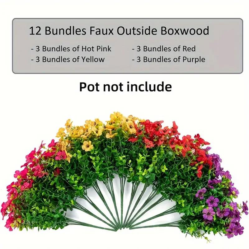 Artificial Flower (12/24pcs/set), UV Resistant Colorful Fake Flower, Decorative Bouquet for Home Garden Party Wedding Decor, Artificial Flowers Bouquet