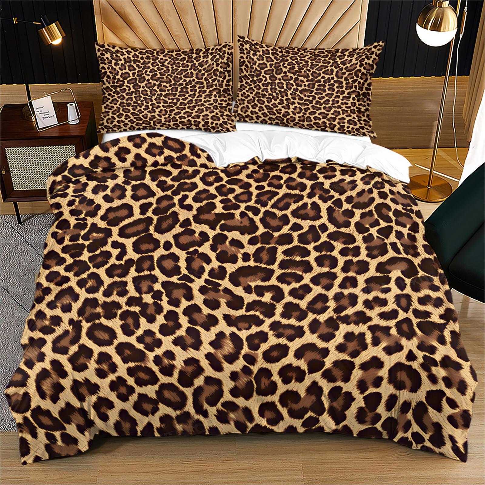 Classic Leopard Print Boho Chic Duvet Cover Set, 2/3 Pcs Light Luxury Vintage Bedding Set for Bedroom, Guest House, Hotel & Dorm, Perfect Housewarming/Birthday/Christmas Gift (No Comforter)