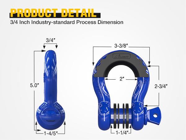 Nilight 2 Pack 3/4" D-Ring Shackle with 7/8" Screw Pin 41,887lbs Break Strength, Heavy Duty Off Road Recovery Shackle with Isolators Washers for Use with Tow Strap, Winch, Off-Road Jeep Truck Vehicle Parts Hardware Industrial Rubber dealsforyoudays