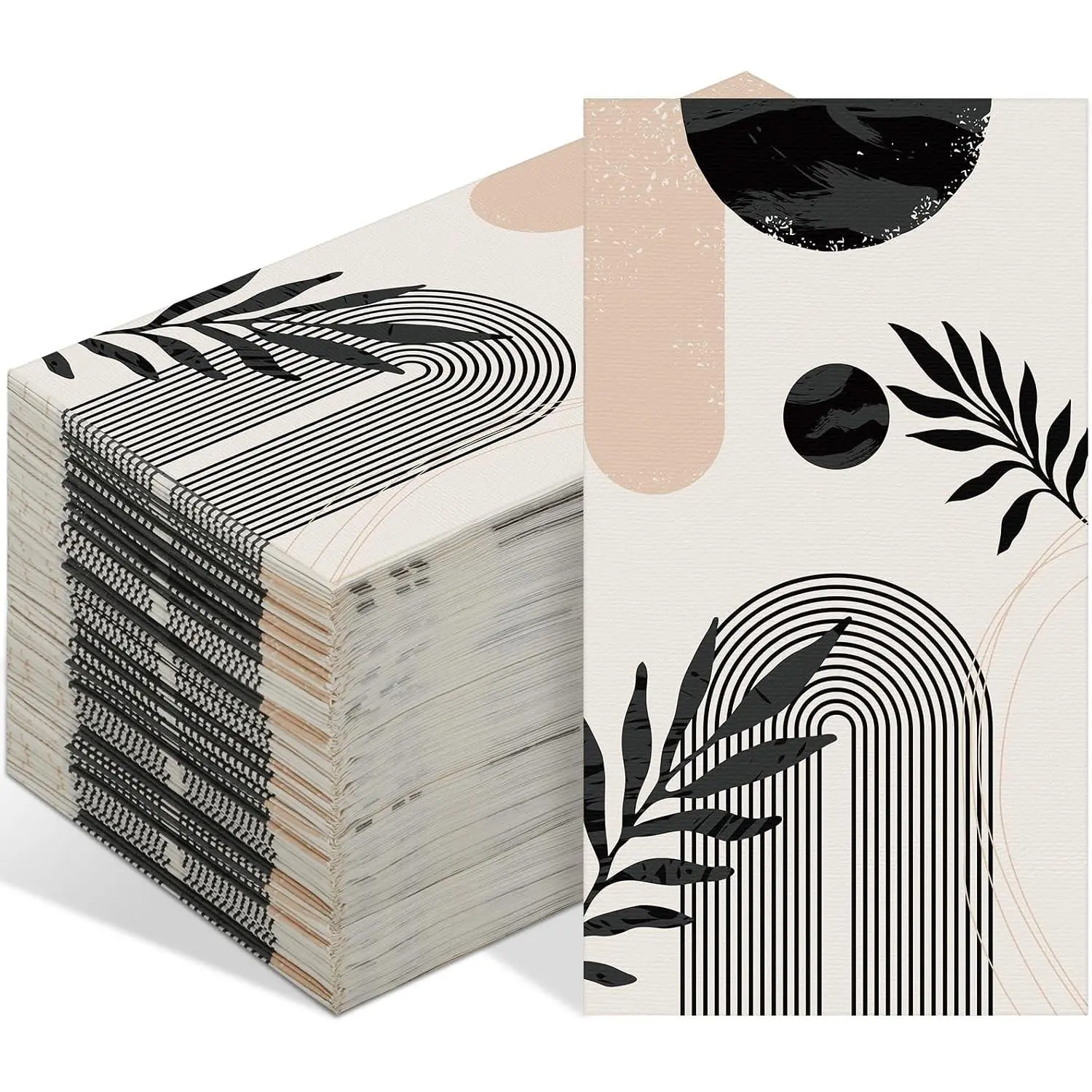 100 Pcs Black Boho Disposable Paper Hand Towels for Bathroom, Paper Guest Towels for Powder Room, Disposable Dinner Napkins for Birthday, Bridal Shower, Tea Party Supplies, Table DecorGift