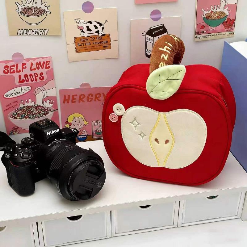 Half Apple Camera Storage Bag, Korean Style Cute Makeup Bag, Travel Portable Polaroid Organizer, Stylish and Functional Accessories