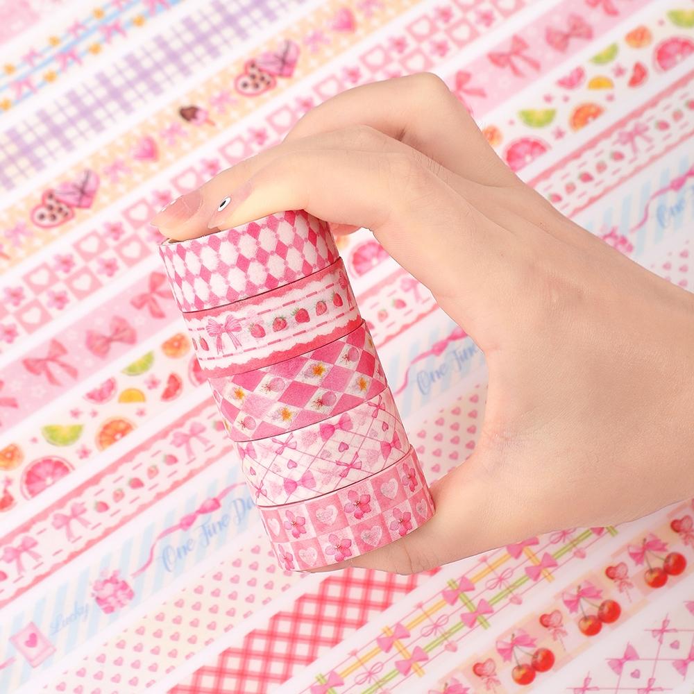 36 Rolls Pink Washi Tapes Set, Cute Butterfly, Gingham, Cherry & Dessert Pattern Decorative Masking Tapes for Scrapbooking, Journaling, DIY Crafts, Bullet Journal Supplies, Valentine's Day and Christmas Gifts, Scrapbook Materials