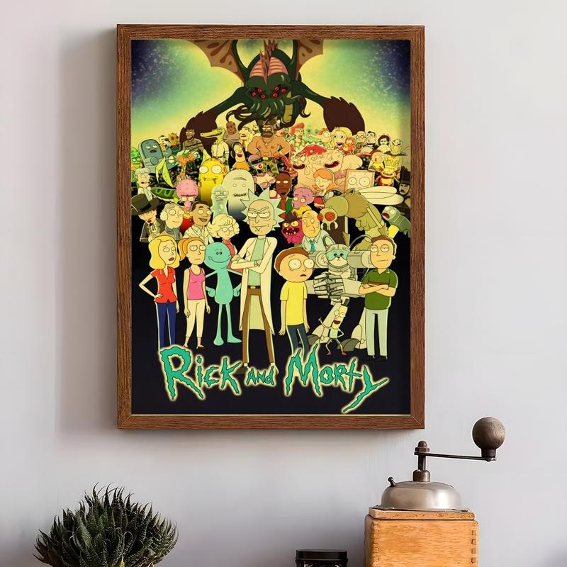 PIKPAKA Vintage Cartoon R-Rick-And-M-Morty Painting Calligraphy Waterproof & Scratch-Resistant Canvas Art - Premium Oil Painting Style Wall Decor For Living Room, Bedroom, Kitchen & Café, Perfect Holiday & Party Gift PIKPAKA Vintage Cartoon R-Rick-And-M-Morty Painting Calligraphy Waterproof & Scratch-Resistant Canvas Art - Premium Oil Painting Style Wall Decor For Living Room, Bedroom, Kitchen & Café, Perfect Holiday & Party Gift