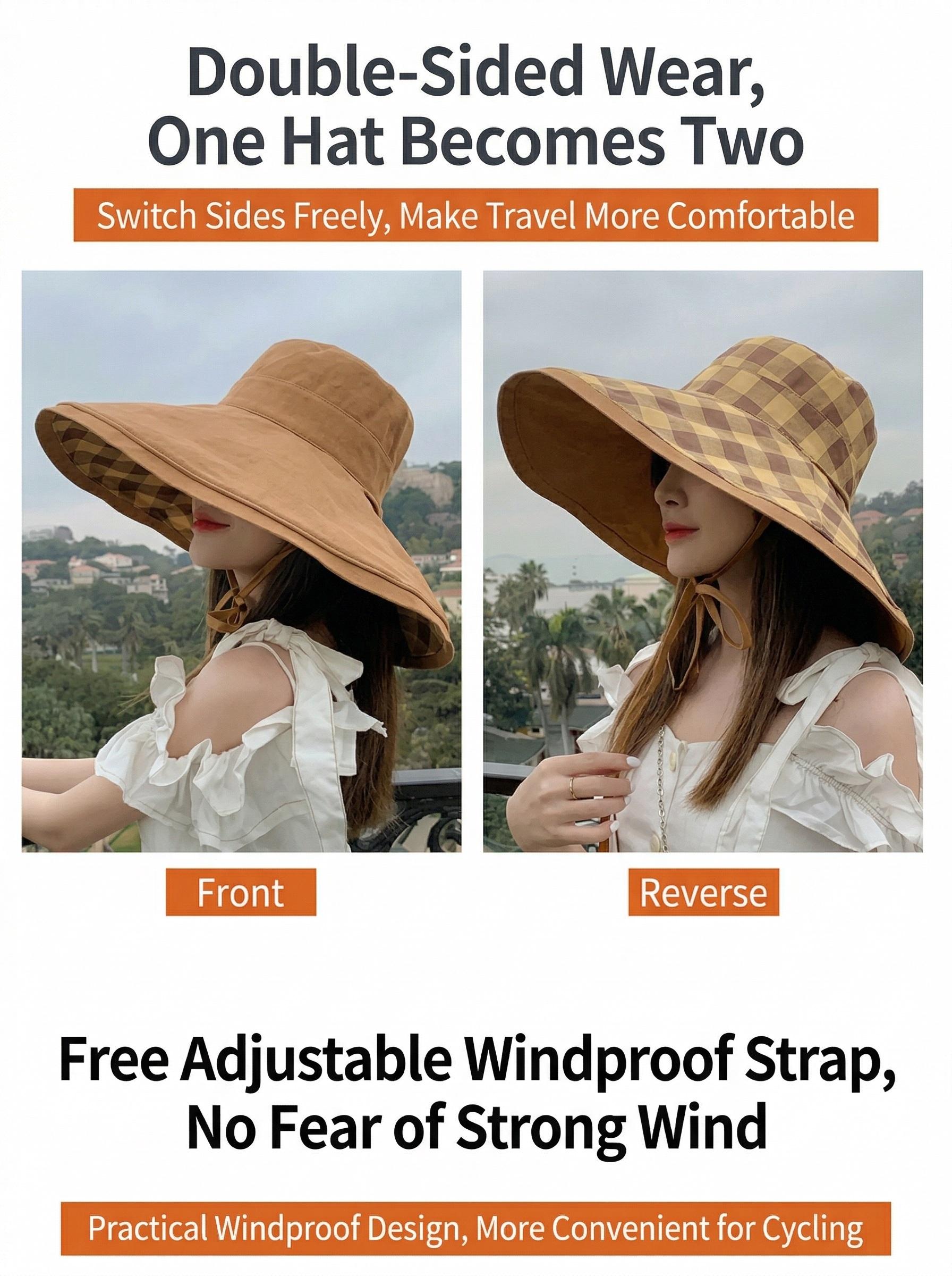 Women's Fisherman Hat 2026 New Early Spring Trendy Wide Brim Sun Protection Dual-Sided UV Shield Summer Face Cover Bucket Hat