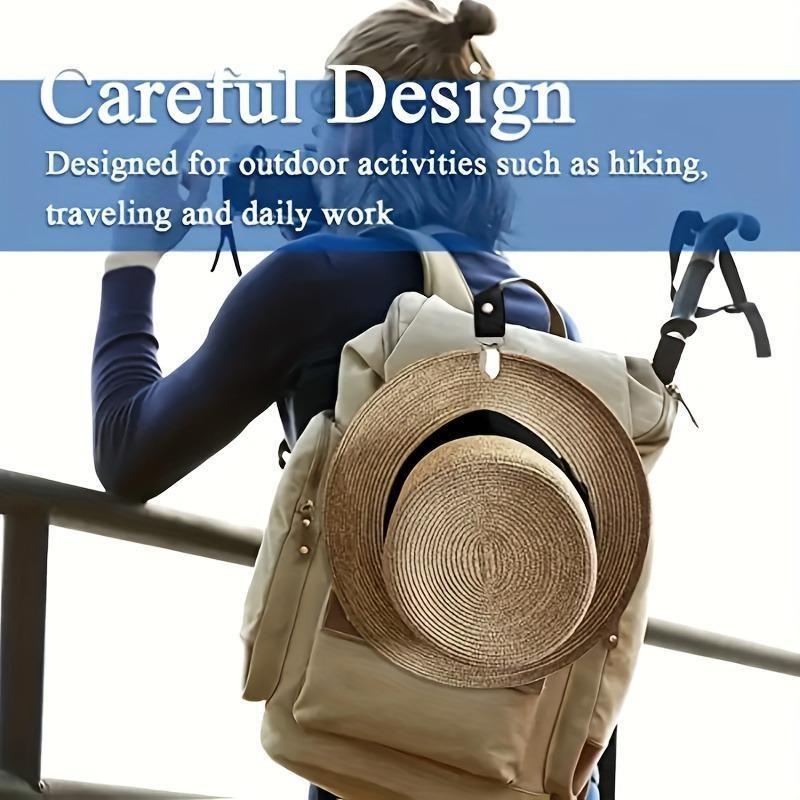 4 Pack PU Leather Multi-Functional Hat Rack Clips, Securely Hang Hats on Bags or Luggage, Travel Camping Outdoor Adventure, Compact Durable Easy Use