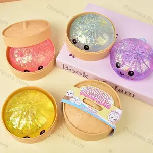 2026 New Glitter Dumpling Squishies Toy Bun Baozi Dumpling Mystery Box Colorful Food Squishy Sensory Anti Stress Squeeze Balls