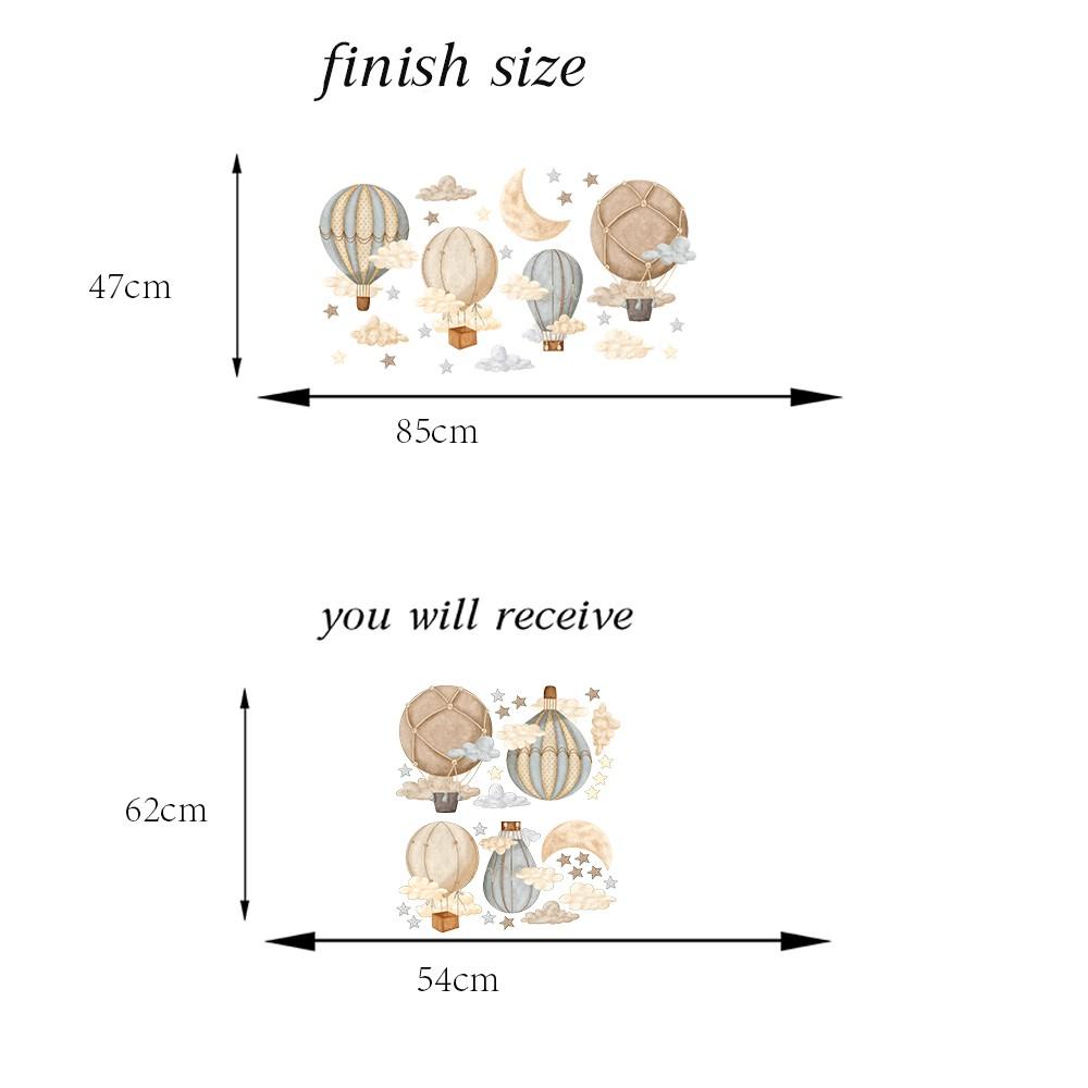 Cartoon Hot Air Balloon and Stars Wall Stickers, Moon Cloud Wall Stickers, Bedroom Home Decor, Fun and Stylish Room Accessories