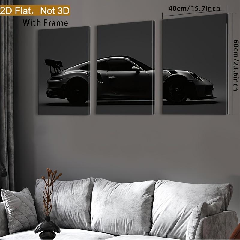 Fashion Car Pattern Canvas Painting with Frame, 3 Counts/set Modern Art Design Wall Art, Wall Decor for Home Interior Living Room Bedroom Office tiktokshopspringglowup