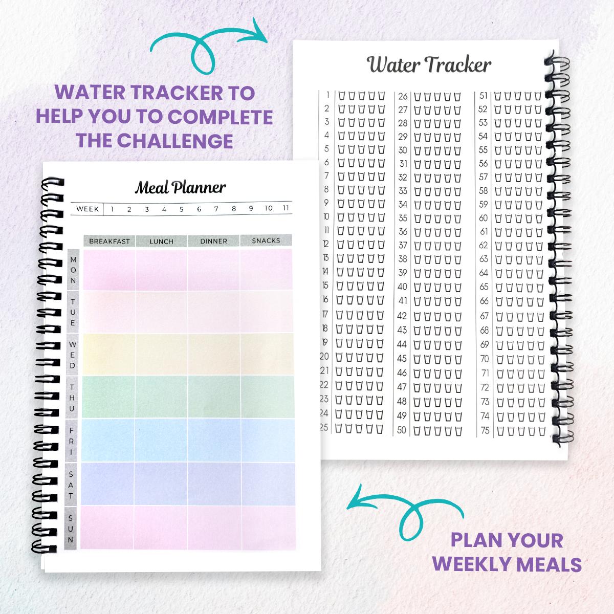 75 Soft Challenge Journal & Planner A5 Soft Challenge Planner Notebook Time Management & Efficiency Improvement Record Book Spiral Weekly and Monthly Calendar Planners Note Book Office Stationery & Supplies