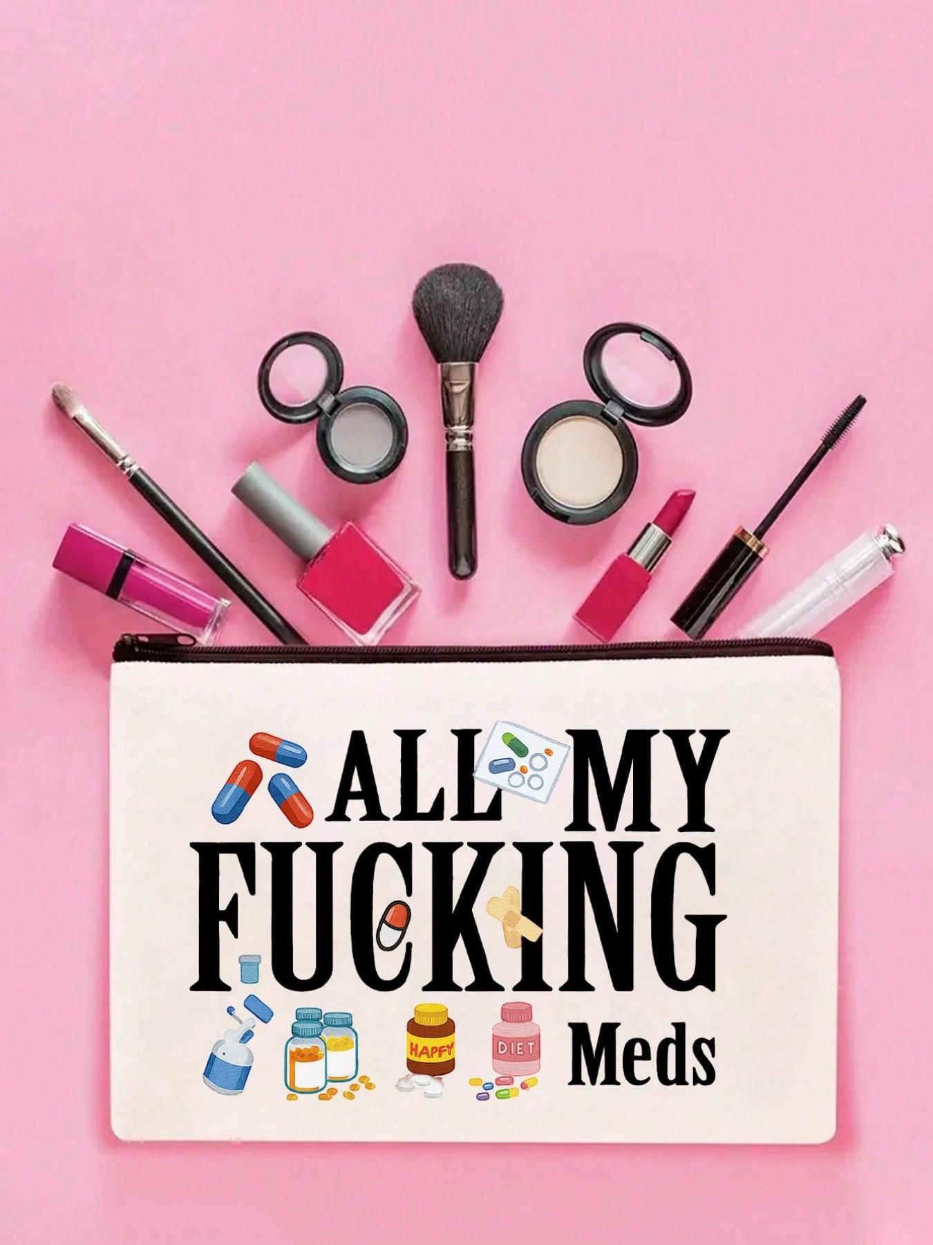 Humorous Canvas Pill Organizer Bag, Zipper Closure, Polyester Material, Reusable Travel Medicine Pouch, Perfect Gift for Women, Mom, Sister, Daughter, Friend