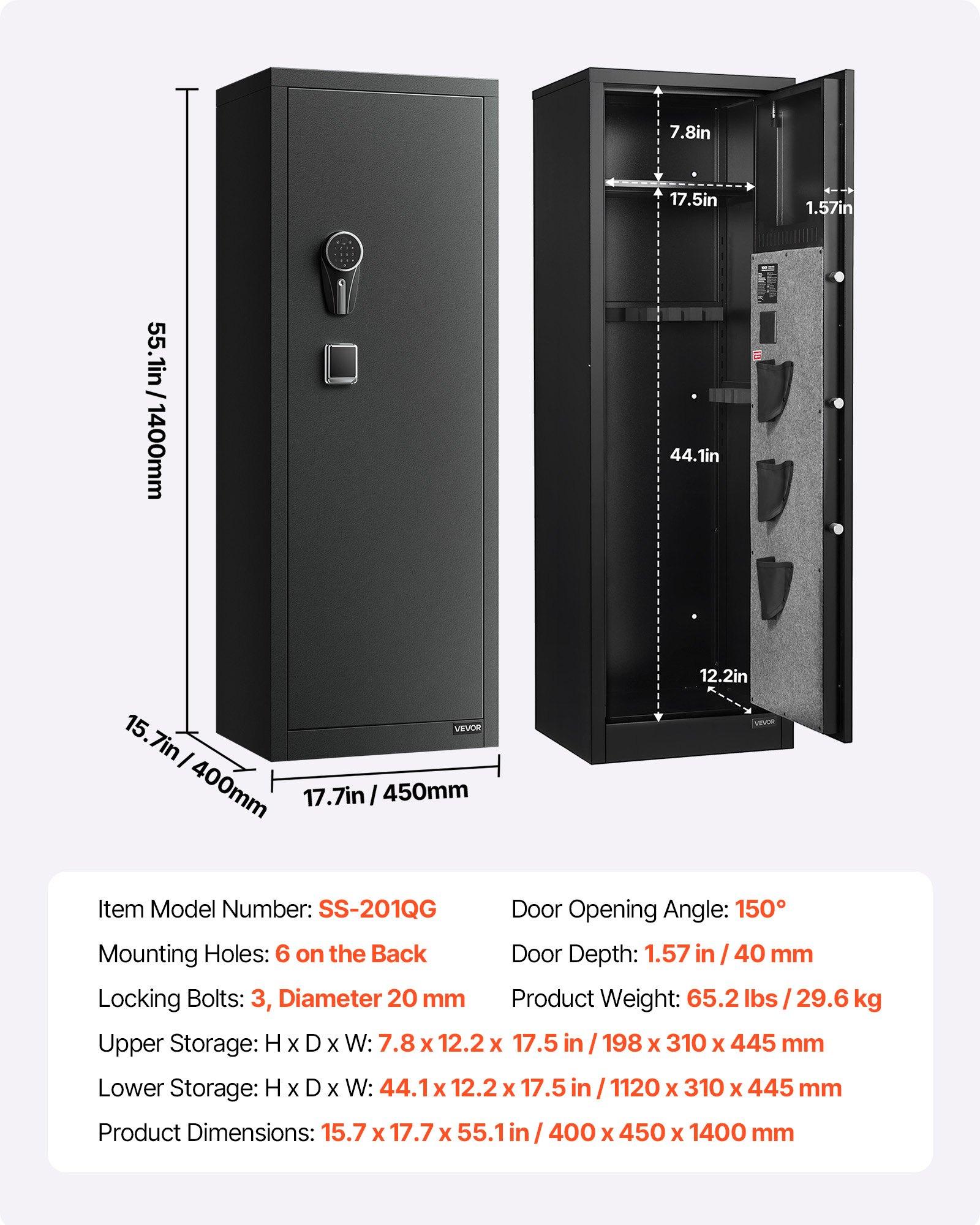 fathersdaygift  VEVOR 8-10 Gun Safe, Long Gun Cabinet for Rifles and Pistols, Quick Access Rifle Safe with 3 Pistol Pockets and Adjustable Racks, Large Digital Cabinet with Fingerprint and Password Lock
