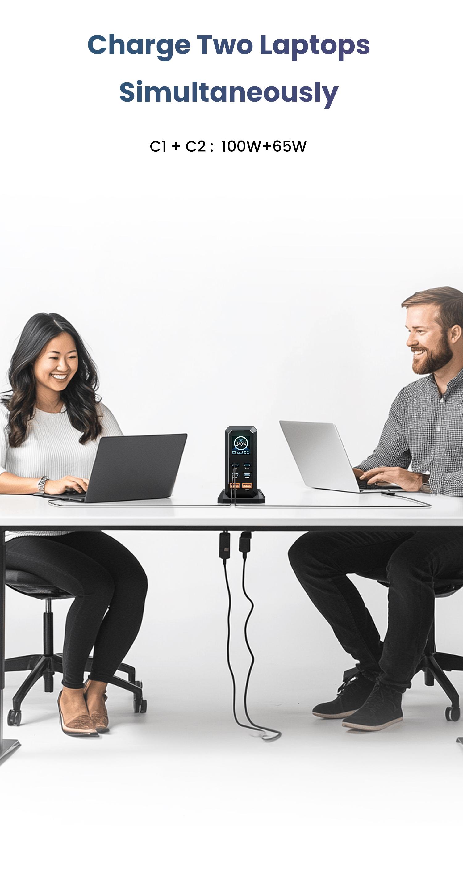 ASOMETECH 240W Digital USB C GaN Charger 6 Ports Desktop Charging Station, PD 3.1 140W USB C Fast Charger Block for MacBook Pro/Air, DELL, Laptop,Fast Charger Power Adapter for iPhone 17 pro max,Samsung Cellphone,iPad,Black